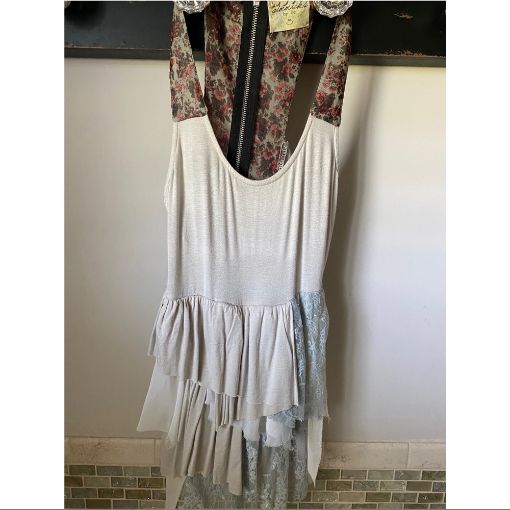 Boutique top with floral and lace